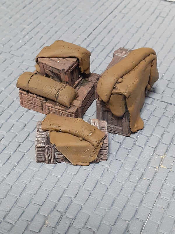 HFS 1/35 Stowage set #3 – WW2 British 'Boxes and tarps' 3 pce set