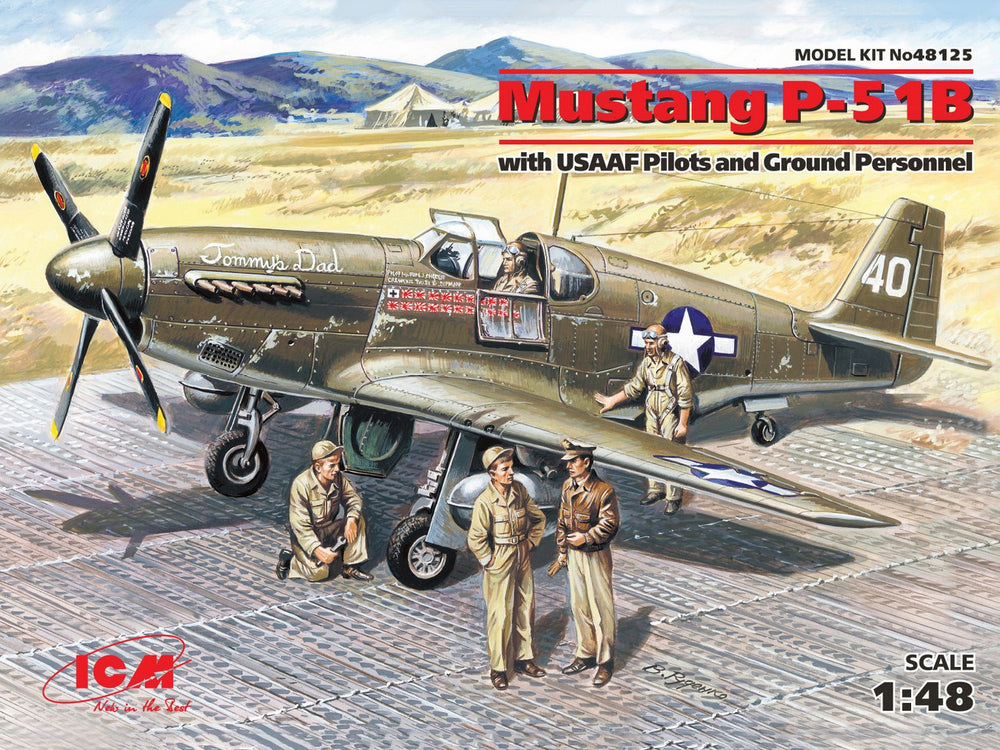 ICM 1/48 scale WW2 Mustang P-51B with USAAF Pilots and Ground Personnel