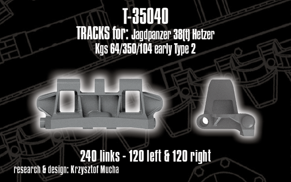 Quick Tracks 1/35 scale WW2 track upgrade Tracks for Jagdpanzer 38(t) Hetzer ; Kgs 64/350/104 early - type 2