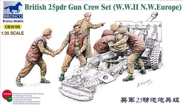 Bronco Models 1/35 Scale WW2 British 25pdr Gun Crew Set (Europe)