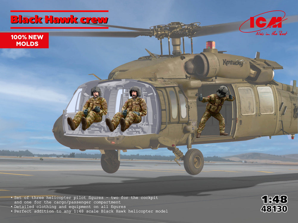ICM AIRCRAFT 1:48 Black Hawk Helicopter Crew (3 Figures)
