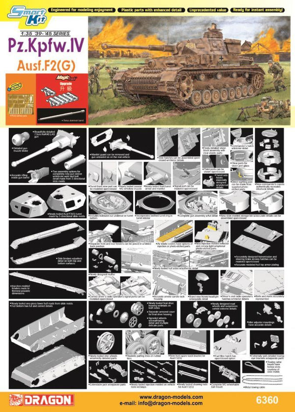 Dragon 1/35 WW2 German PZ KPFW IV AUSF F2 tank model kit