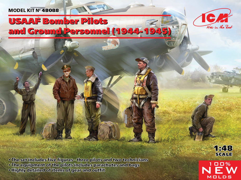 ICM FIGURES 1:48 WW2 USAAF Bomber Pilots & Ground Personnel (1944-1945) 5 Figures