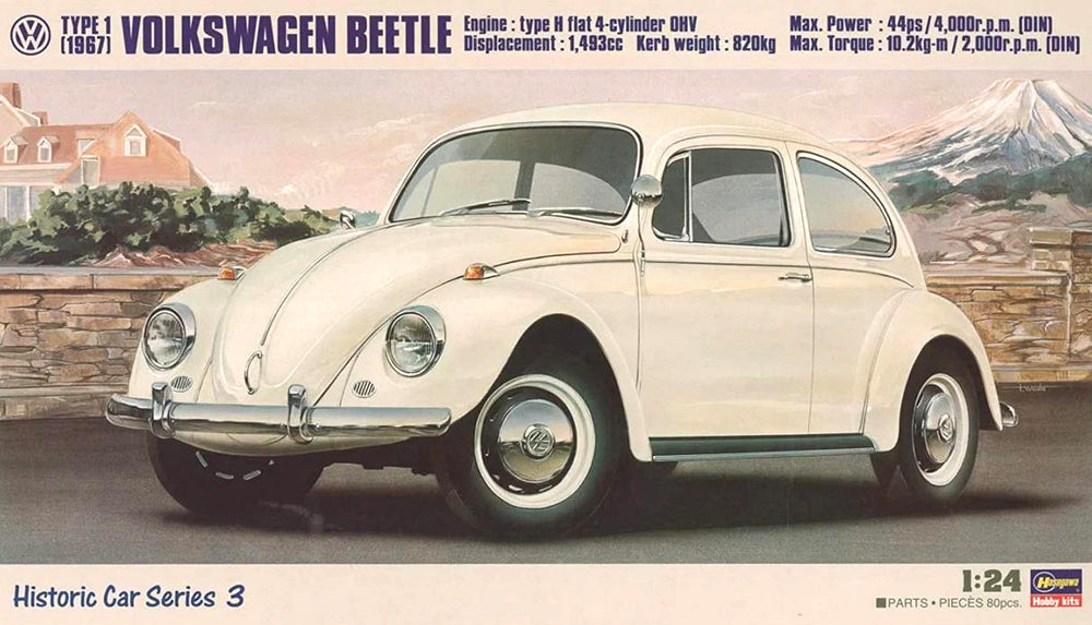 Hasegawa 1:24 Scale 1967 Volkswagen Type 1 Beetle car model kit