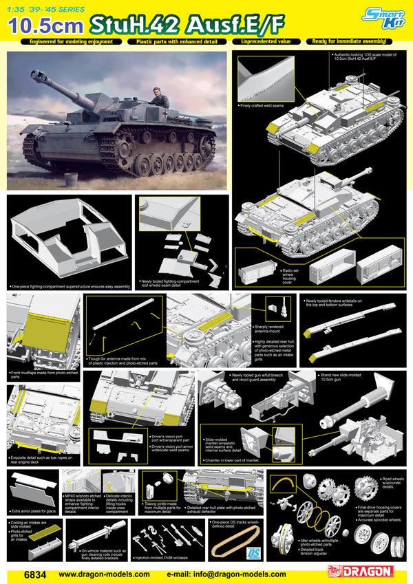 Dragon 1/35 WW2 German 10.5cm StuH.42 Ausf.E/F (Smart Kit)