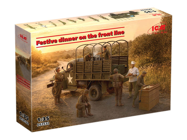 ICM DIORAMA SETS Festive Dinner on the Front Line (U.S. WWII G7117 Kitchen Truck, Figures & Accessories)