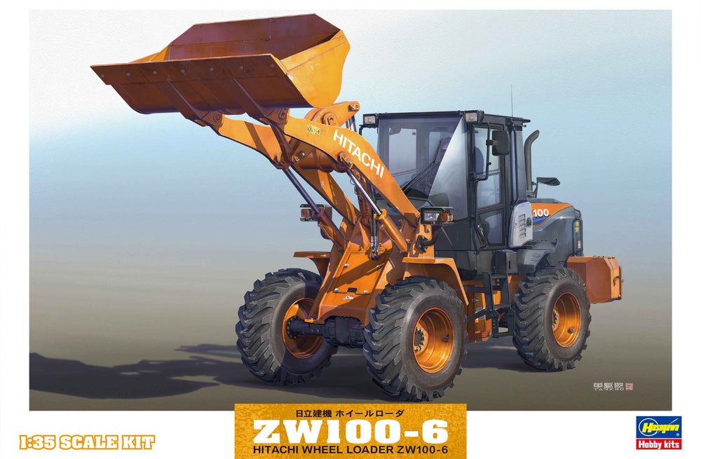 Hasegawa 1:35 Scale Hitachi Wheel Loader ZW100-6 digger construction model kit