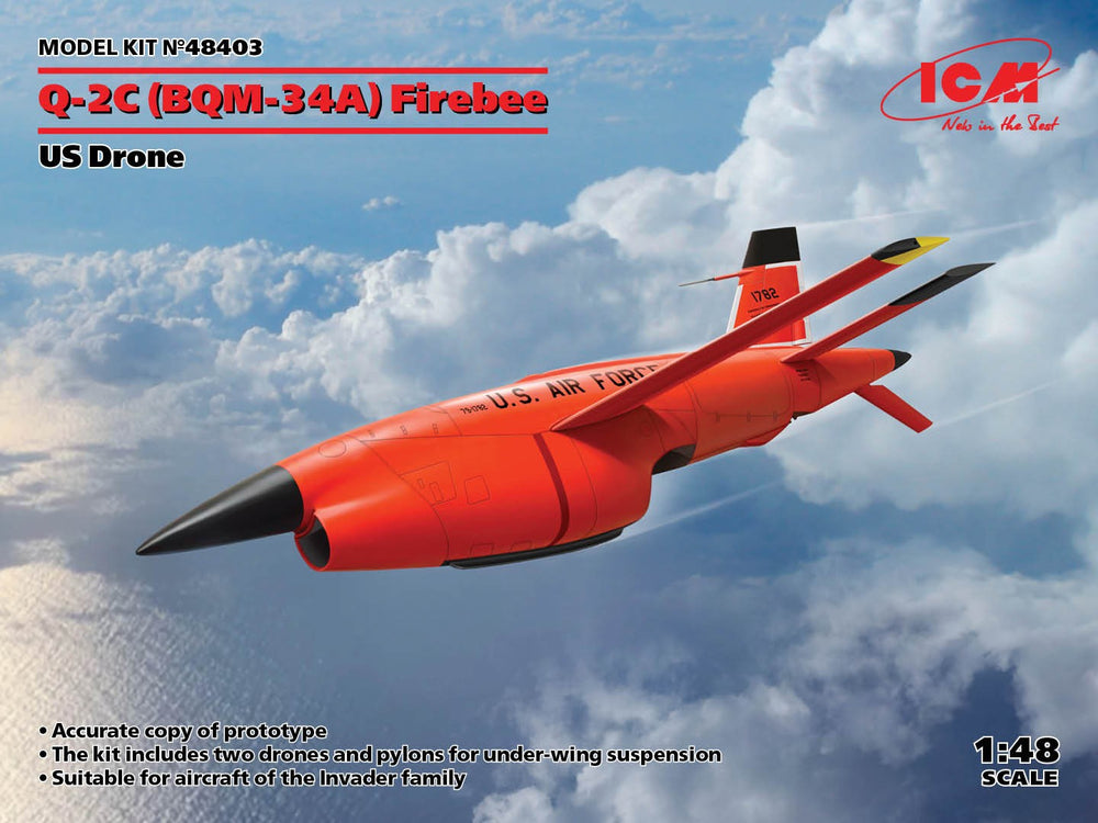 ICM 1/48 Scale Q-2C (BQM-34A) Firebee, US Drone (2 airplanes and pilons) (100% new molds)