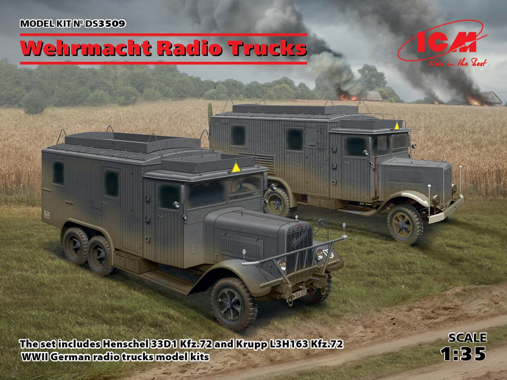 ICM 1/35 WW2 Wehrmacht Radio Trucks (Henschel 33D1 Kfz.72, Krupp L3H163 Kfz.72)