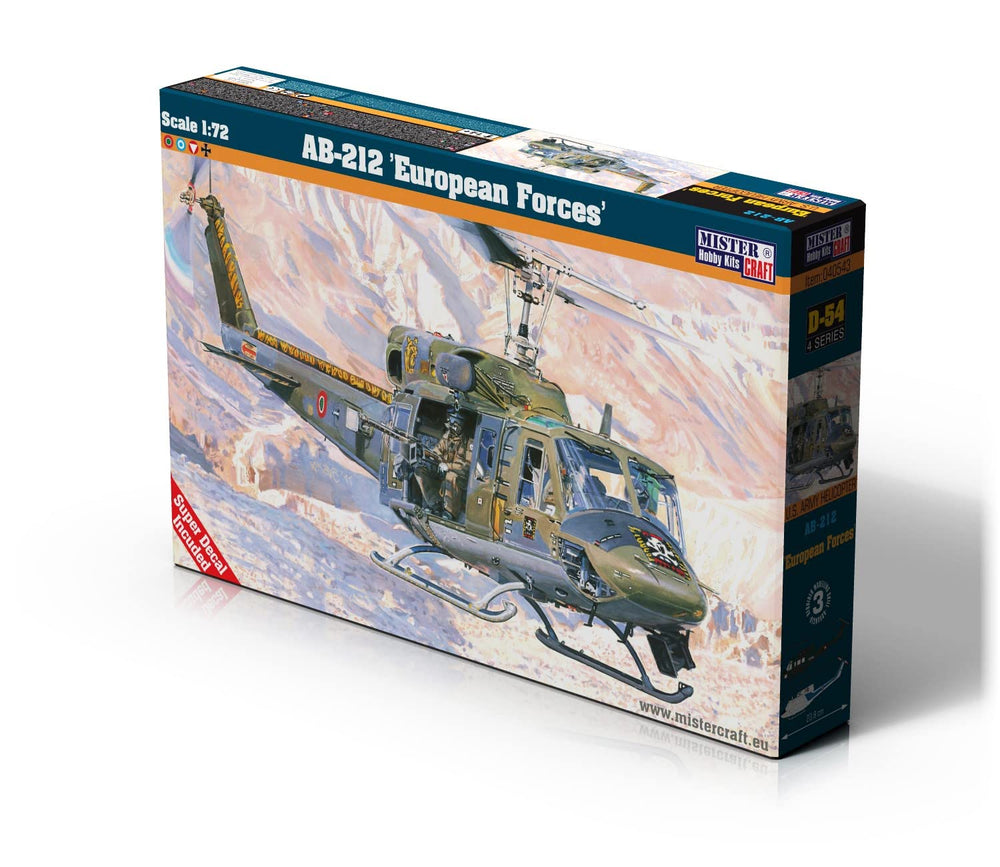 MisterCraft 1:72 AB-212 European Forces helicopter plastic model kit