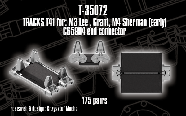 Quick Tracks 1/35 scale WW2 track upgrade T41 tracks – M3 Lee, Grant, M4 Sherman (early); C65994 end connector