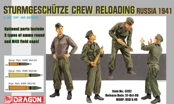 Dragon 1/35 WW2 German Sturmgeschutz Crew Reloading Russia