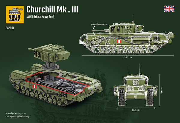 Build Army WW2 Brick building model kit Churchill Tank