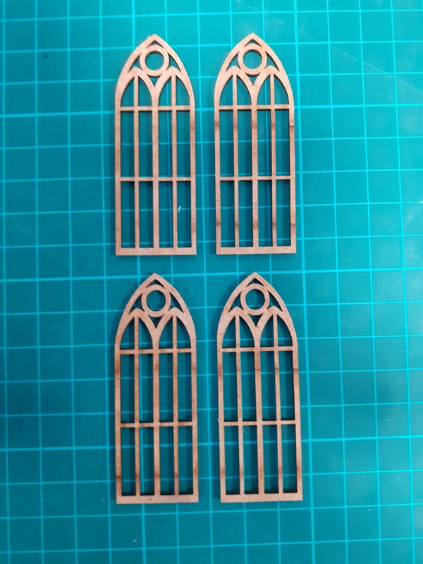 1/35 scale laser cut wooden Small Church windows (4 pcs)