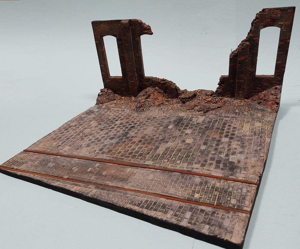 FoG Models 1/35 scale Industrial Ruin diorama wall and base. 295mm x 295mm