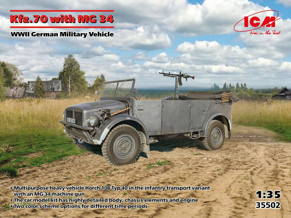 ICM 1/35 WW2 German Kfz.70 with MG 34, WWII German Military Vehicle