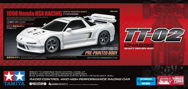 TAMIYA 1/10 scale R/C model assembly kit 1998 NSX Racing White painted body TT-02