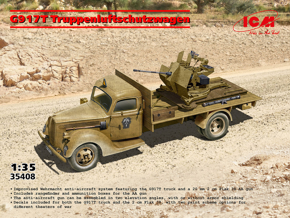 ICM VEHICLES 1:35 G917T Truppenluftschutzwagen, Flak 38 Anti-Aircraft Truck