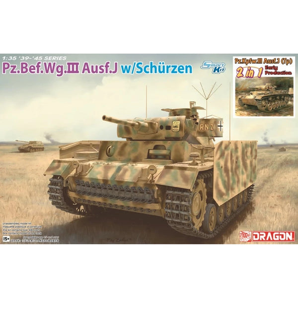 Dragon 1/35 WW2 German Pz.Bef.Wg.III Ausf.J/Pz.III Ausf.J (Tp) Early Production (2 in 1)