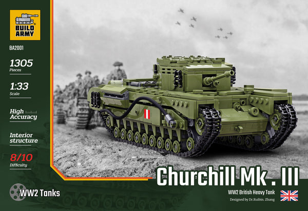 Build Army WW2 Brick building model kit Churchill Tank