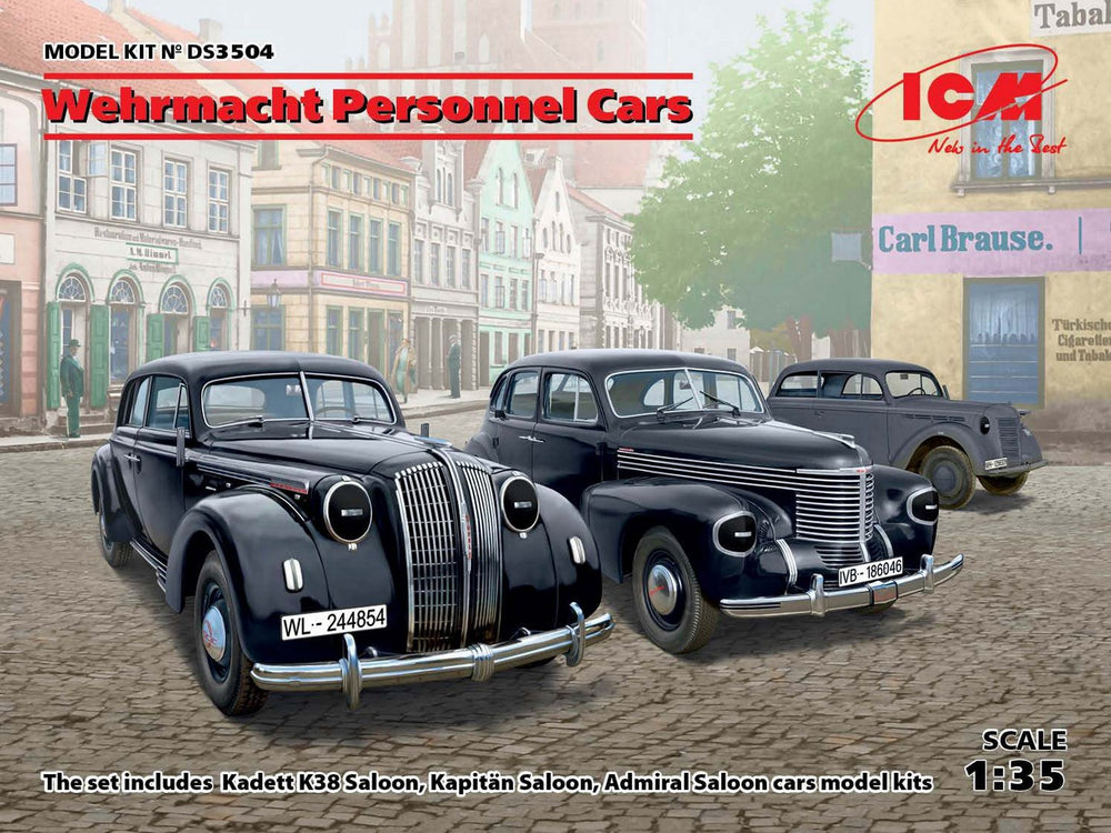 ICM 1/35 WW2 German Wehrmacht Personnel Cars (Kadett K38 Saloon, Kapitan Saloon, Admiral Saloon)