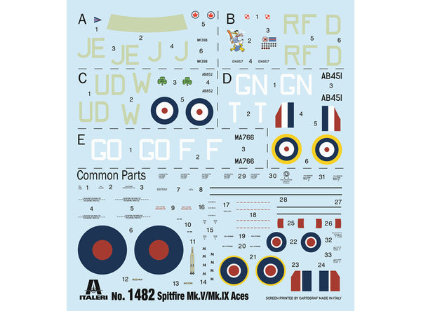 Italeri 1/72 AIRCRAFT WW2 British RAF Spitfire Mk.V / Mk.IX Aces