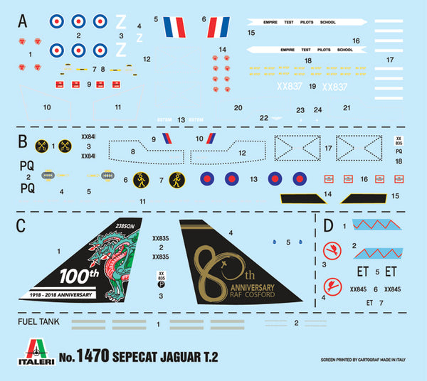 Italeri 1/72nd scale model kit Jaguar T.2 RAF Trainer.