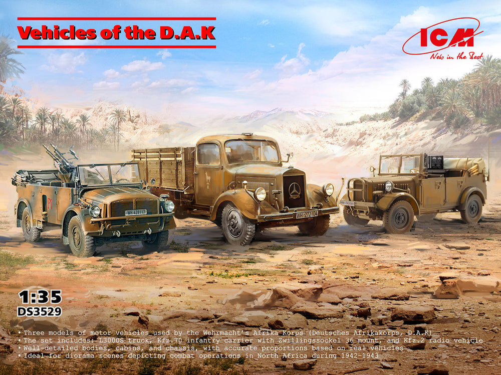 ICM VEHICLES 1:35 Vehicles of the DAK, German WWII Afrika Korps (Set of 3)