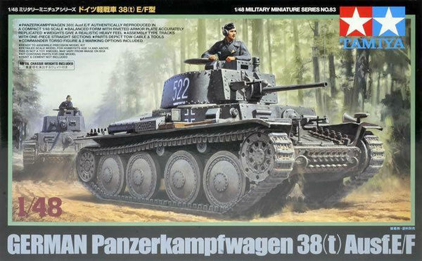 Tamiya 1/48 scale WW2 German Panzer 38(t) Ausf E/F tank model kit