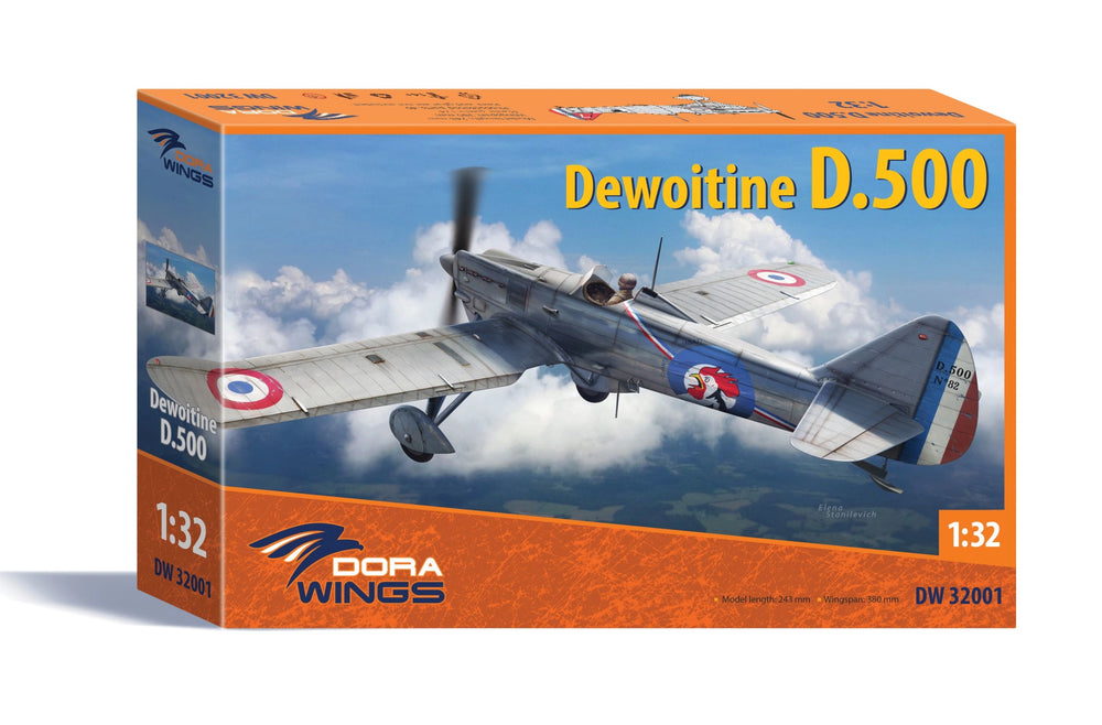Dora Wings 1/32 Scale DORDW32001 Dewoitine D.500 (Cartograf decal), 1/32
