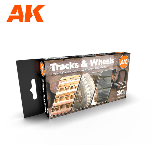AK Interactive 3G Acrylic Paint Set - Weathered Track and Wheels (AK11672), Black