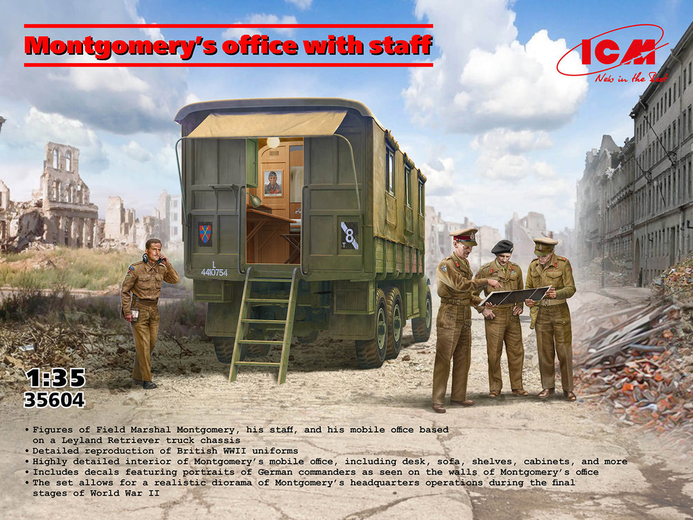 ICM VEHICLES 1:35 Montgomery's Mobile Office with Staff (4 Figures)