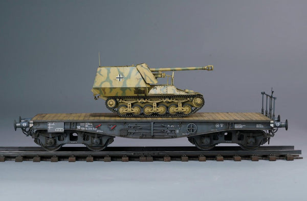 Zimi Models 1/35 Marder I 7.5cm Pak.40/1 auf Gw.Lr.s.(f) Sd.kfz.135 with German 50 Ton Type SSy45 Flatcar Schwerer Platformwagen 2 in 1 Kit