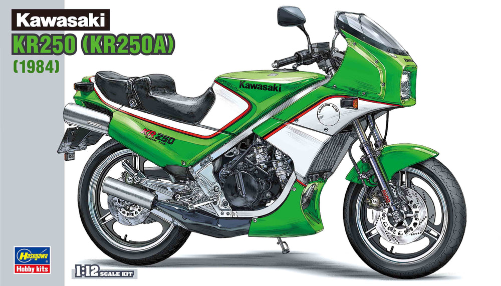 Hasegawa 1:12 Scale Kawasaki KR250 (KR250A) motorbike model kit