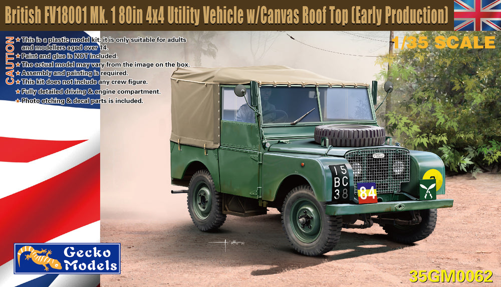 Gecko 1/35 British FV18001 Mk. 1 80in 4x4 Utility Vehicle w-Canvas Roof Top