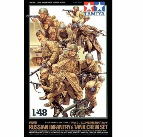 Tamiya 1/48 scale WW2 Soviet Russian Infantry & Crew Tank figure model kit