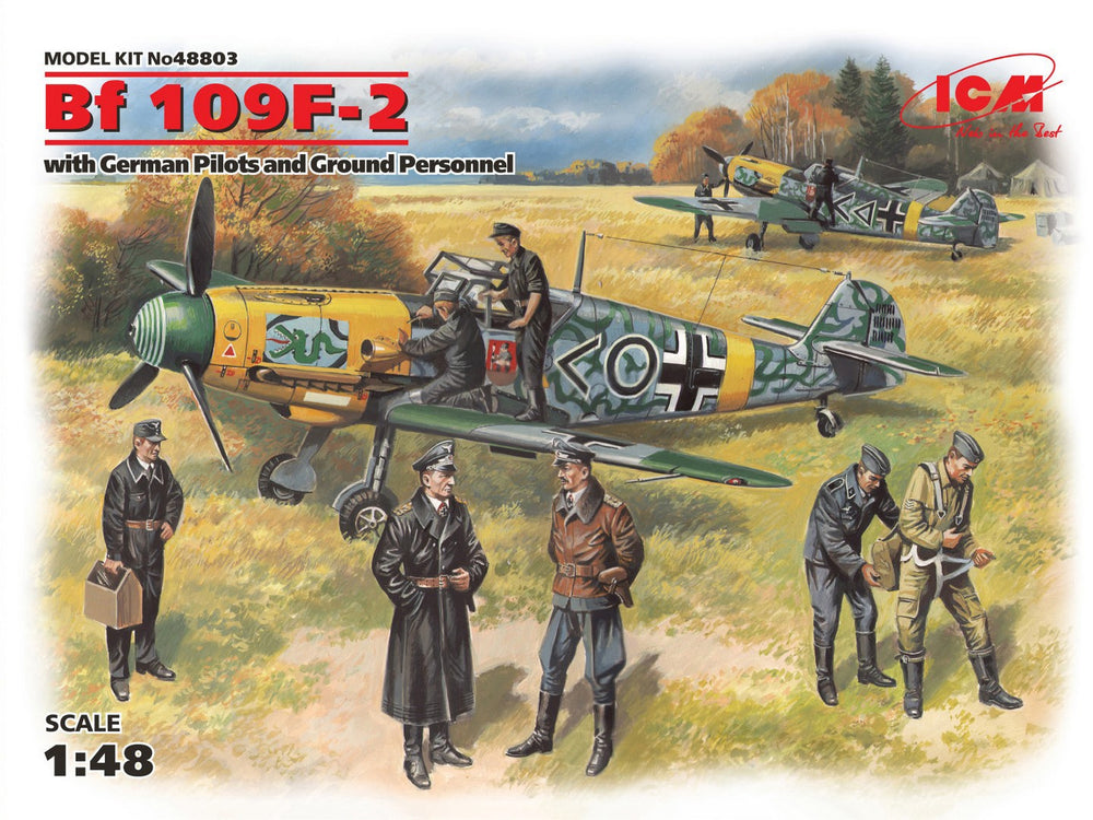ICM 1/48 WW2 German Bf 109F-2 with German Pilots and Ground Personnel