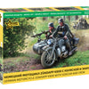 Zvezda 1/35 scale WW2 German WWII Zuendapp K800 Motorcycle with Sidecar & Crew