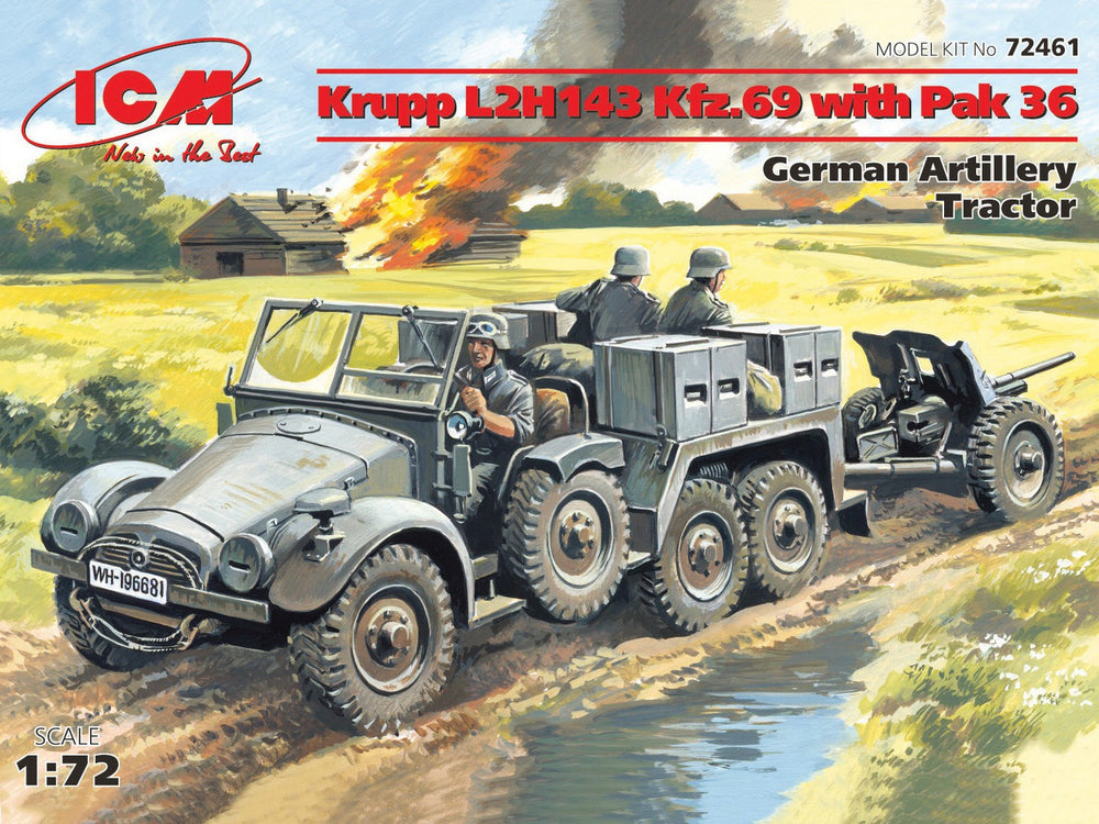 ICM 1/72 WW2 Krupp L2H143 Kfz.69 with Pak 36, German Artillery Tractor