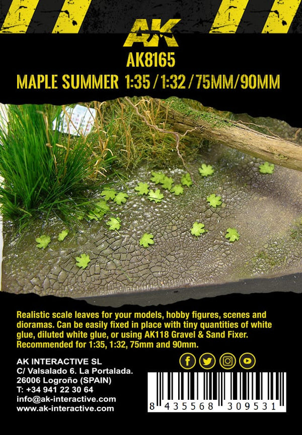 AK-Interactive 1/35 MAPLE SUMMER LEAVES 1:35 / 1:32 / 75mm / 90mm (7gr. Bag)