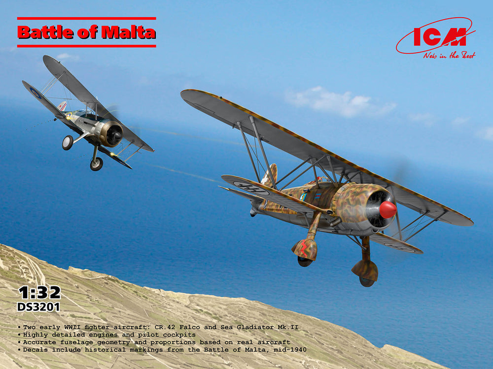 ICM DIORAMA SETS Battle of Malta with CR. 42 Falco & Sea Gladiator Mk. II (Set of 2 Aircraft)