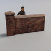 1/35 scale Brick garden wall Half length Straight