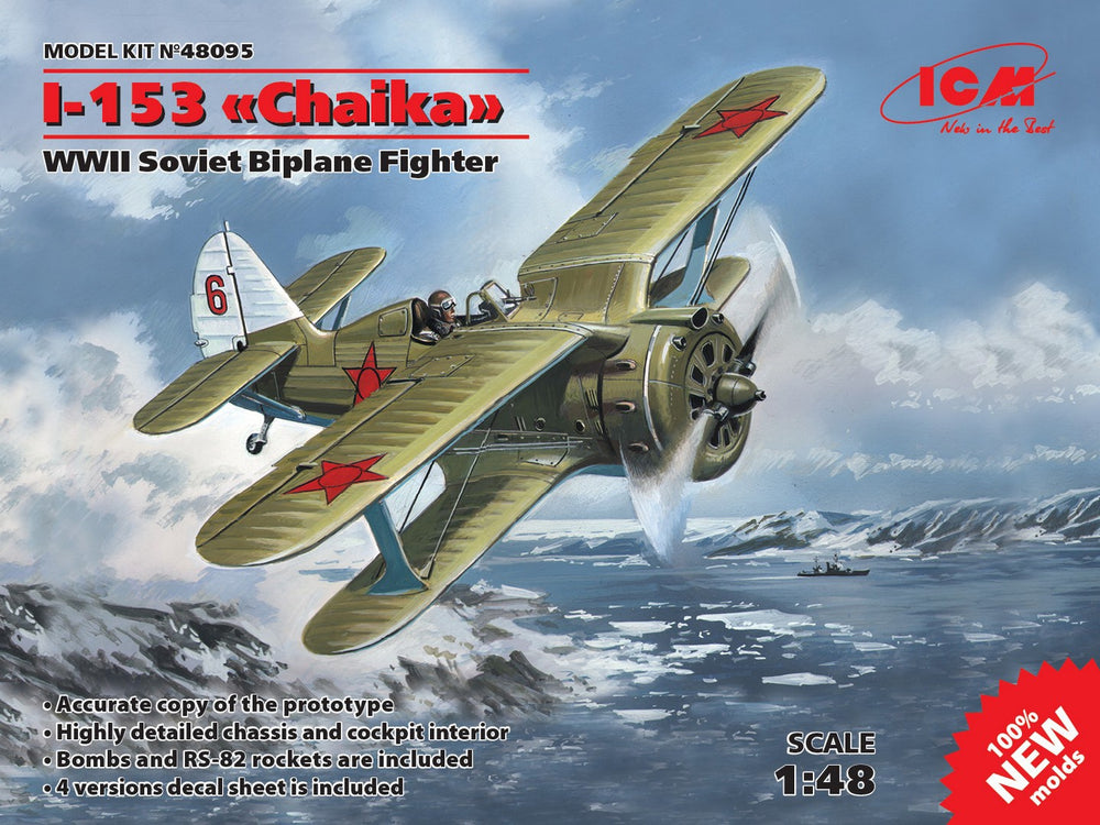 ICM 1/48 scale WW2 I-153 "Chaika", WWII Soviet Biplane Fighter