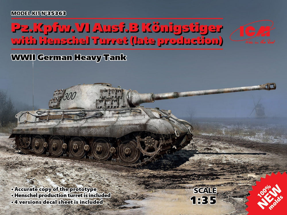 ICM 1/35 WW2 Pz.Kpfw.VI Ausf.B King Tiger with Henschel Turret (late production), WWII German Heavy Tank