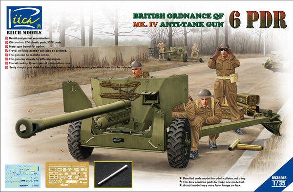 RIICH 1/35 WW2 British Ordnance QF 6pdr Mk.IV (late War) with crew