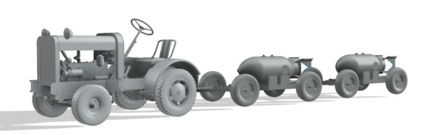 Thunder Model 1/32 WW2 US TUG Clarktor 6, MILL-33 with 2 bomb trailers