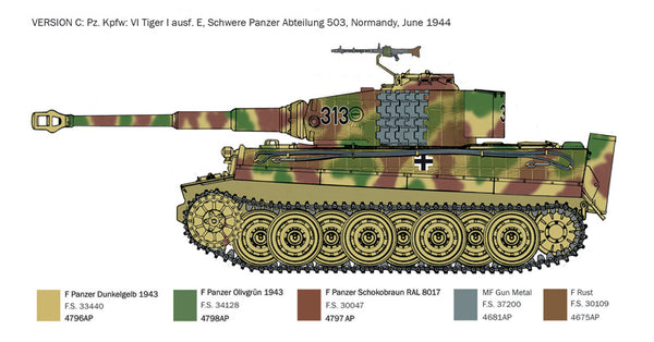 Italeri 1/35 WW2 German Pz.Kpfw.VI Tiger I Ausf.E late prod. Tank model kit