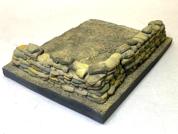 1/35 scale Sandbags Long L wall and Base 180mm x 130mm