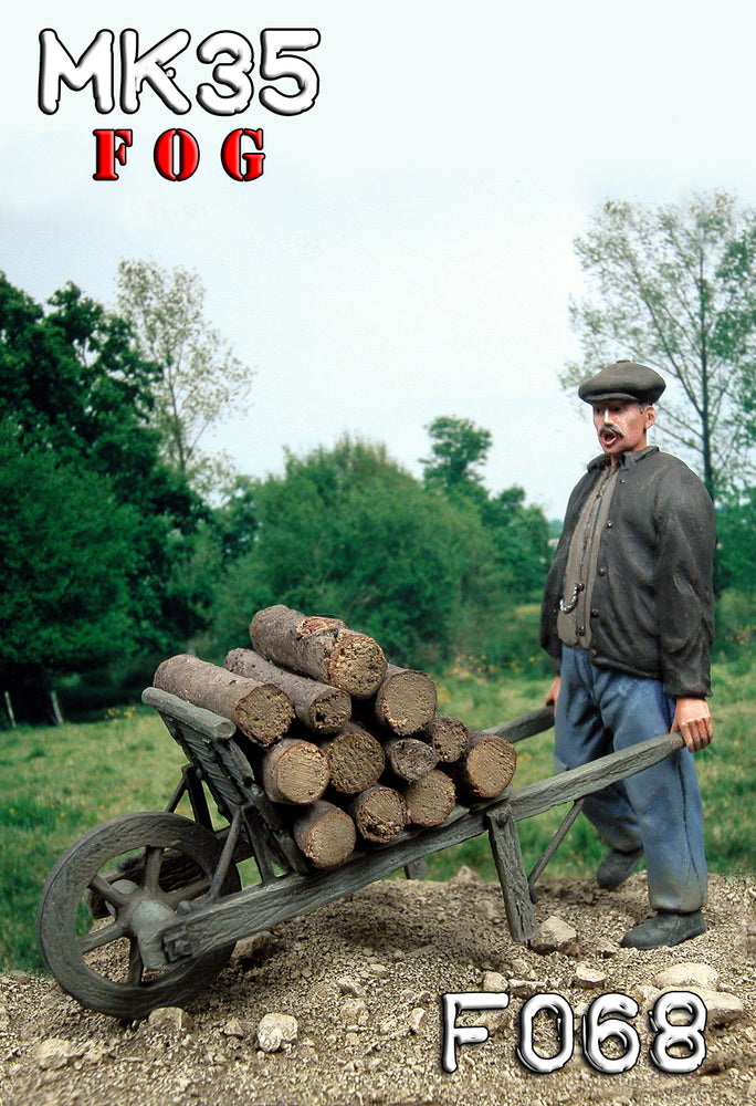 MK35 FoG models 1/35 Scale Civilian pushing wheelbarrow/cart (FIGURE ONLY)