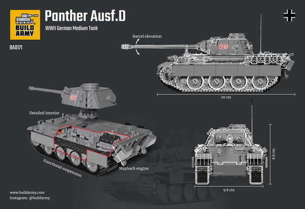 Build Army WW2 Brick building model kit Panther Ausf D